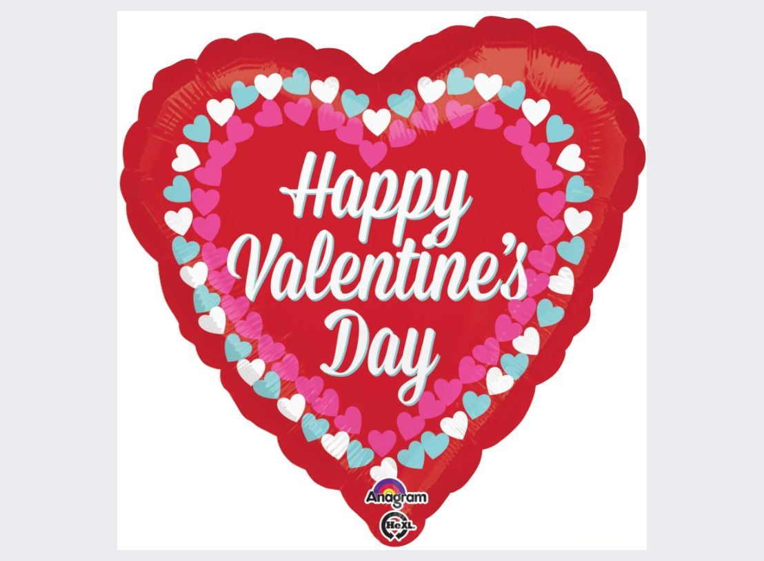 18" Anagram Happy Valentine's Day Heart Border