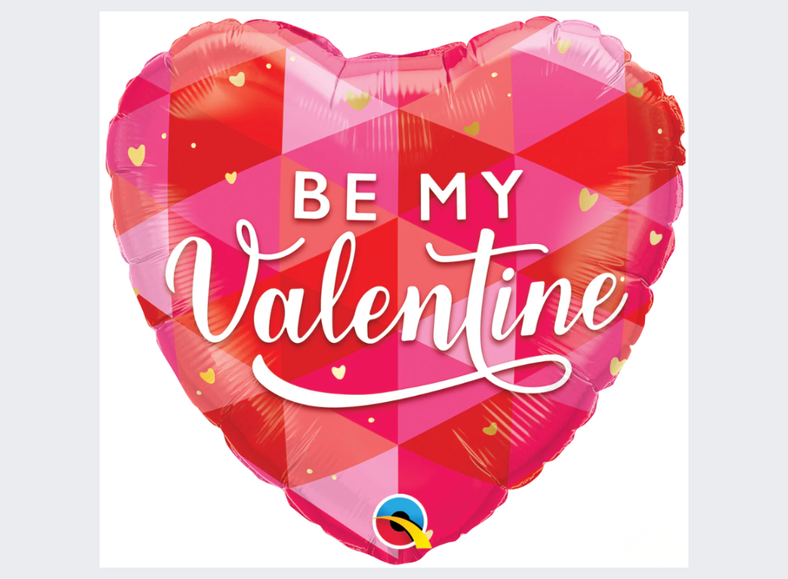 18" Qualatex Be My Valentine Geometric Balloon